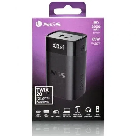 NGS TWIX 20 Powerbank 20000mAh 65W Negro NGS TWIX 20 Powerbank 20000mAh 65W Negro